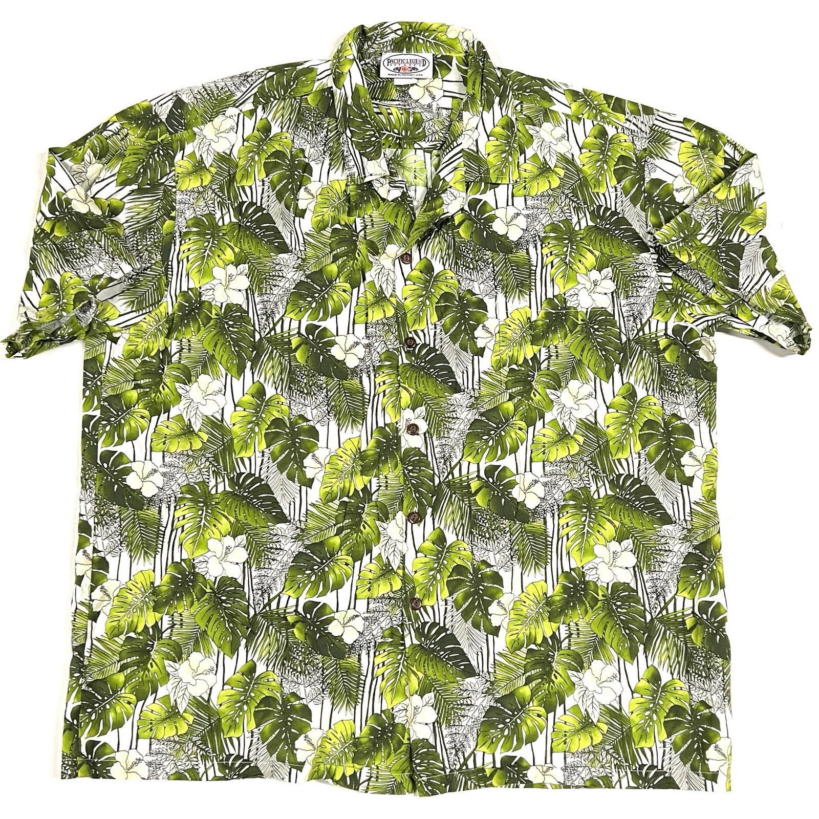 Vintage Pacific Legend Hawaiian Shirt Sz 2xl Palm Leaves Made In Hawaii Usa